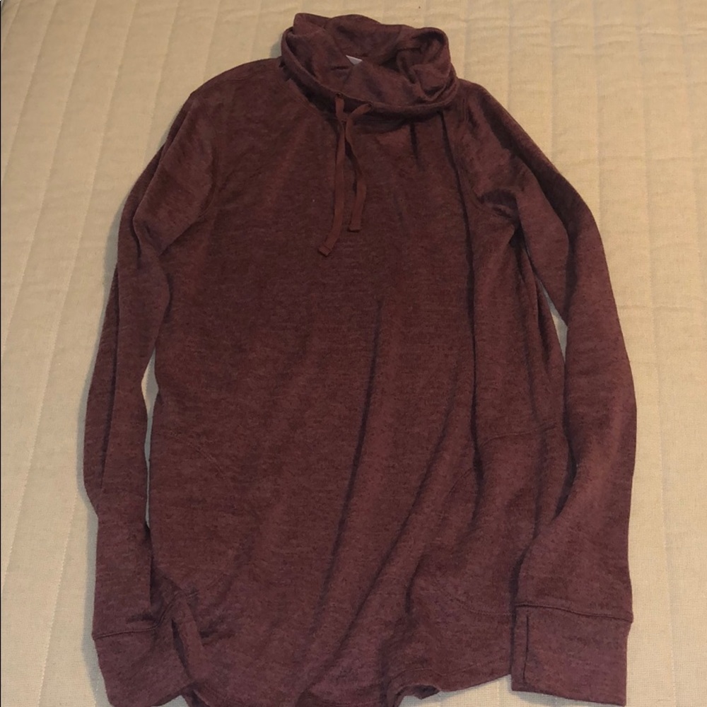 Purple cowl neck sweater with pockets!